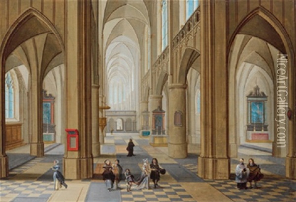 Inneres Einer Gotischen Kirche Mit Figuren Oil Painting - Peeter Neeffs the Elder