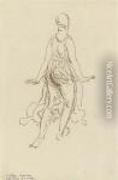 Isadora Duncan Dancing, Seen From Behind Oil Painting - Emile-Antoine Bourdelle