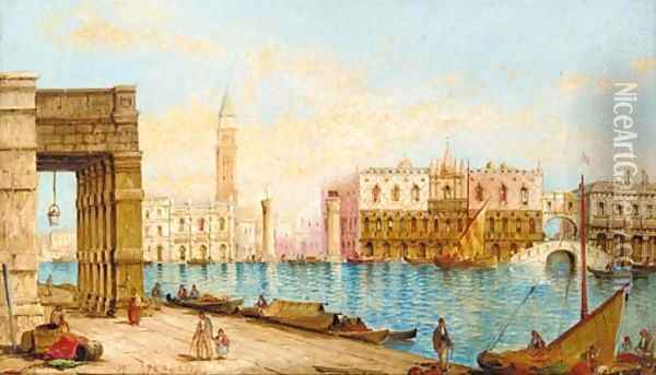 The Doge's Palace from the Dogana, Venice Oil Painting - William Meadows