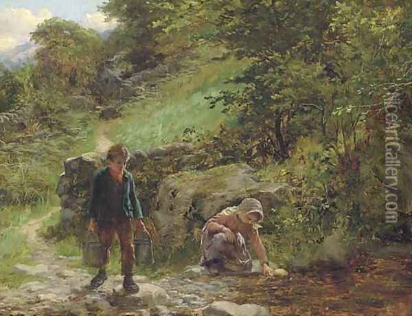 Down at the brook Oil Painting - Valentin Walter Bromley