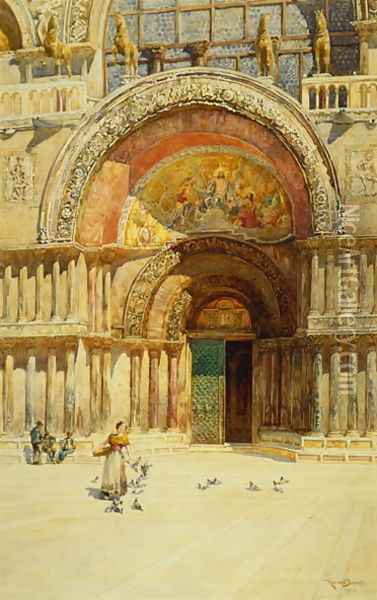 The Entrance to St. Mark's, Venice Oil Painting - Reginald Barratt