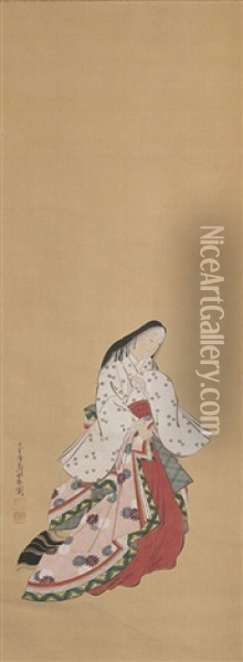 Figure Of Komachi Oil Painting - Miyagawa Choshun