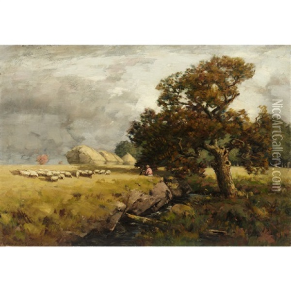 After The Harvest Oil Painting - Homer Ransford Watson