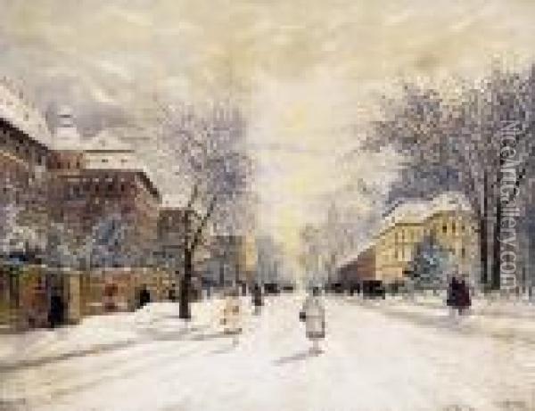 Winter In Berlin Oil Painting - Antal Berkes
