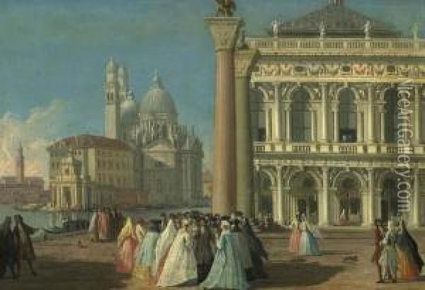Serie Von Vier Ansichten Von 
Venedig: Dogenpalast / Santa Maria Della Salute Von Der Piazetta Aus / 
San Michele / San Giorgio Maggiore. Oil Painting - Giovanni Richter