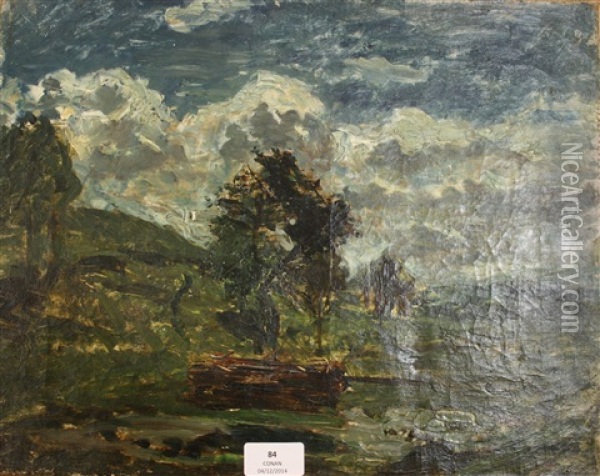 Paysage A L'etang Oil Painting - Louis-Hilaire Carrand