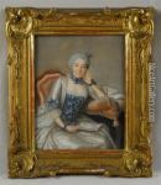 Portrait Of A Lady Seated Holding A Letter Oil Painting - Jean-Francois Guillebaud