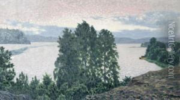 Insjolandskap Oil Painting - Olof Thunman