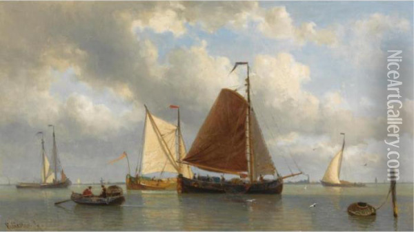 Shipping In A Calm Oil Painting - Everhardus Koster