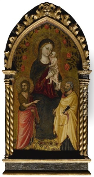Madonna And Child With Saints John The Baptist And Peter Oil Painting -  Bicci di Lorenzo