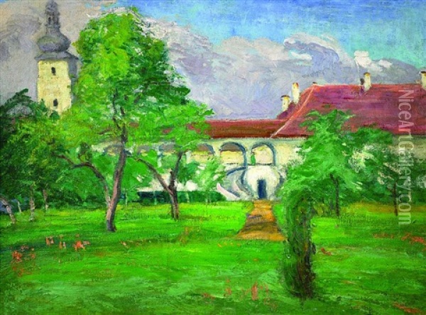 Castle In Nove Dvory Oil Painting - Milos Jiranek
