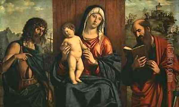 Madonna and Child with St John the Baptist and St Paul Oil Painting - Michele (di Taddeo di Giovanni Bono) Giambono