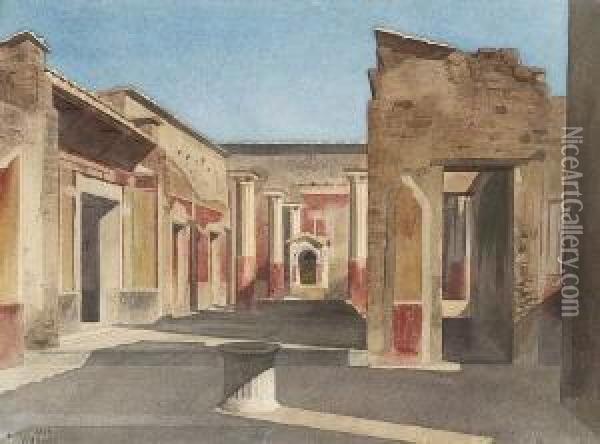 Partie In Pompeji. Oil Painting - Gabriel Auguste Ancelet