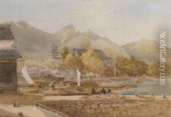 Senjokaku Pavilion And The Pagoda Oil Painting - John Jnr. Varley