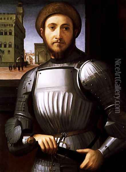 Portrait of a Man in Armour Oil Painting - Piero Di Cosimo