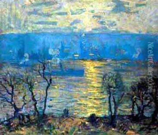 Along The Palisades, Hudson River, New York Oil Painting - Arthur Clifton Goodwin