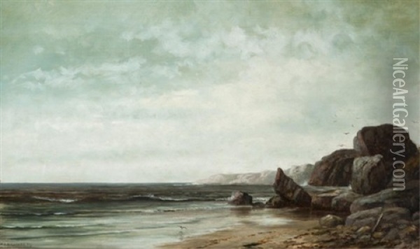 New England Coastline Oil Painting - William Henry Hilliard