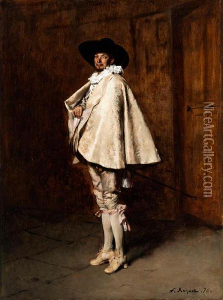 Kavalier In Weisser Seidenmantille Oil Painting - Ferdinand Victor Leon Roybet
