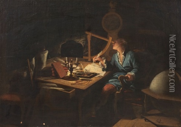 Astronomer In The Observatory Oil Painting - Etienne Jeaurat