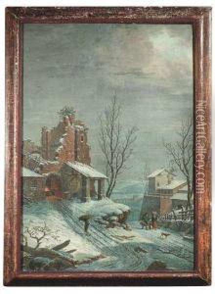 A Winter Landscape Oil Painting - German Alvarez Algeciras