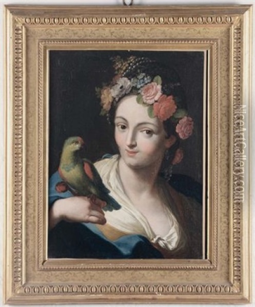 Flora Con Pappagallo Oil Painting - Ludovico Stern