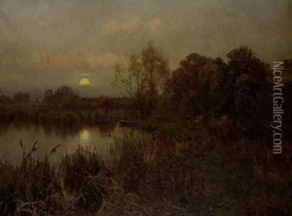 The Rising Moon Oil Painting - Edward Wilkins Waite
