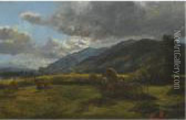 Haymaking In The Highlands Oil Painting - Alexander Jnr. Fraser