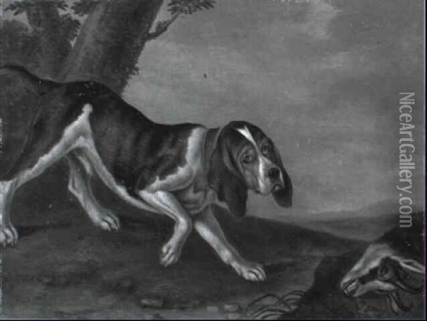 Jagdhund Mit Beute Oil Painting - Philipp Ferdinand de Hamilton