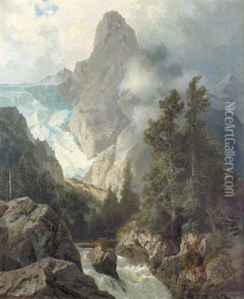 Rosenlaui-gletscher Und Wellhorn Oil Painting - Arnold Albert Jenny