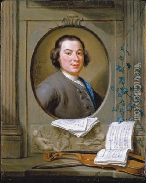 An Allegorical Portrait Of The Composer Anton Wilhelm Solnitz Oil Painting - Herman van der Myn