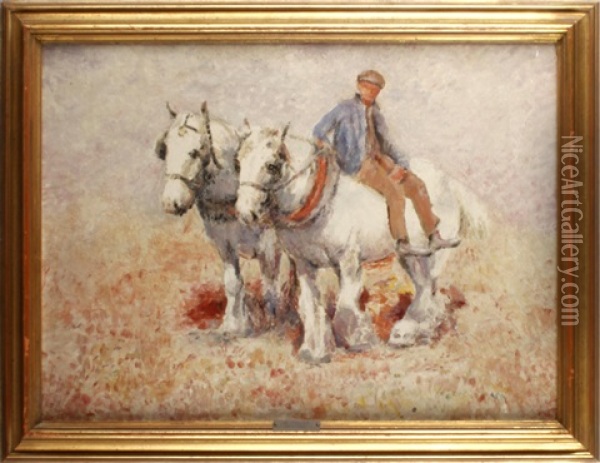 The Ploughing Team Oil Painting - Harry Fidler