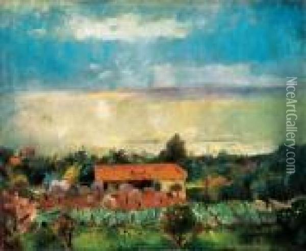Landscape In San Remo Oil Painting - Bela Ivanyi Grunwald
