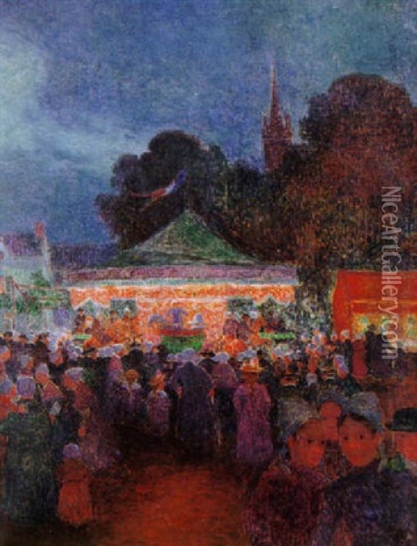 Fete De Nuit Au Croisic Oil Painting - Ferdinand du Puigaudeau