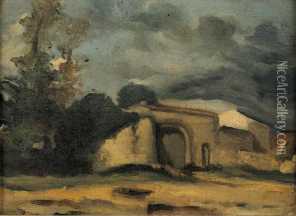 Entree De Ferme Provencale Oil Painting - Paul Cezanne