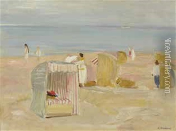 Strandszene Oil Painting - Alfred Knispel