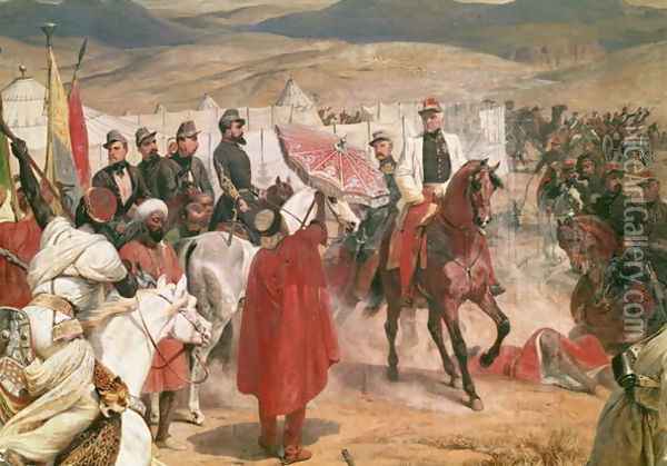 Marshal Thomas Bugeaud 1784-1849 and Colonel Joseph Vantini Yousouf 1808-66 During the Conquest of Algeria, 1846 Oil Painting - Horace Vernet