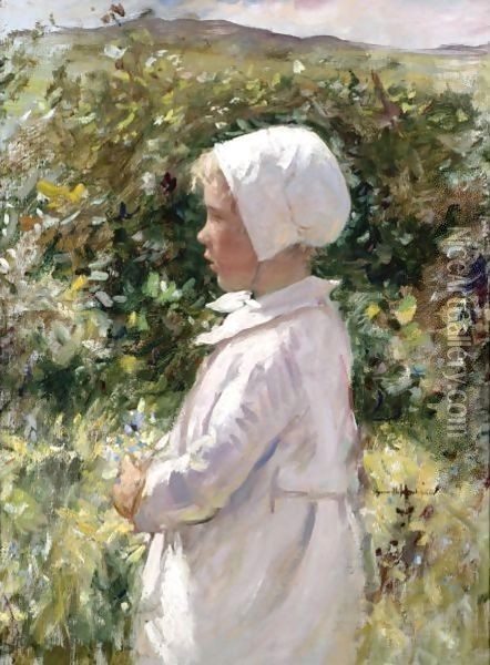 The Posy Oil Painting - Robert Gemmell Hutchison