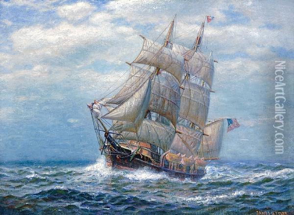 American Whaling Bark Oil Painting - James Gale Tyler