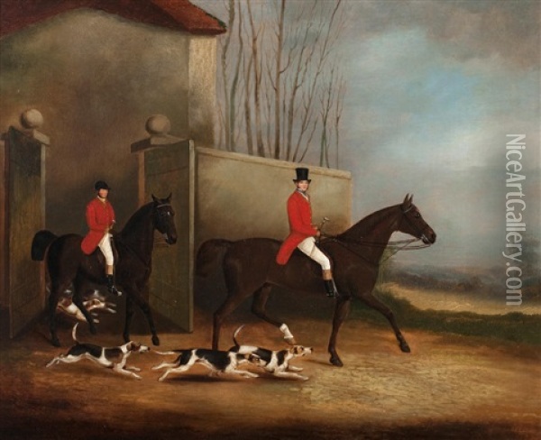 Unkenneling The Hounds Oil Painting - Edwin Cooper