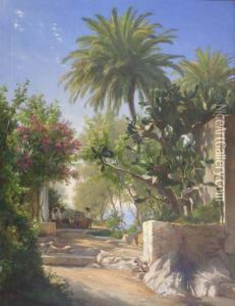 Vue De Capri Oil Painting - Carl Frederick Aagaard