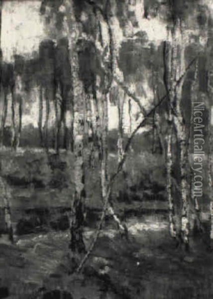Lichter Birkenwald Oil Painting - Alois Kalvoda