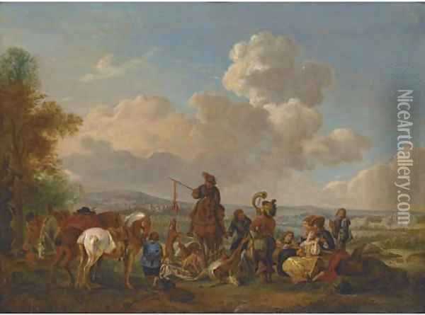 A hunting party with trophies of the chase Oil Painting - Pieter Wouverman