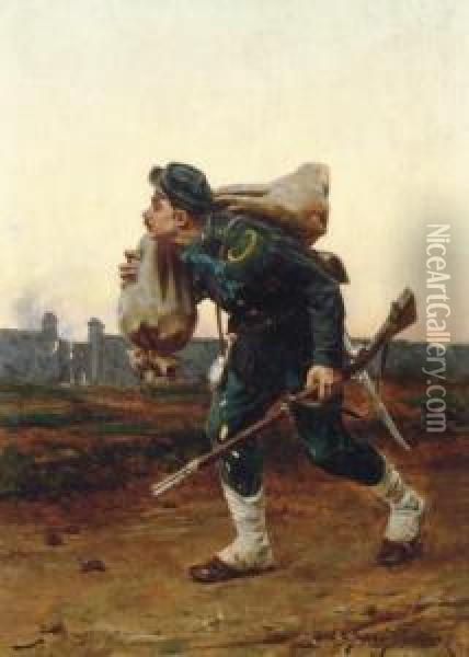 Soldier On A Battlefield Oil Painting - Etienne Prosper Berne-Bellecour