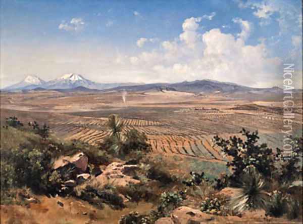 Hacienda de Chimalpa Oil Painting - Jose Maria Velasco