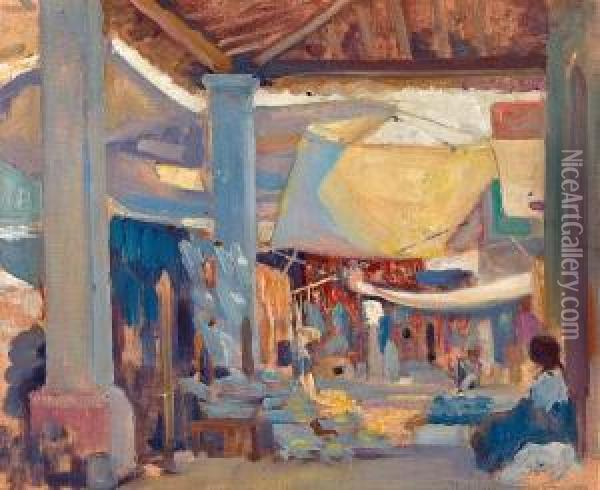Market Place In Iguala, Mexico Oil Painting - Alson Skinner Clark