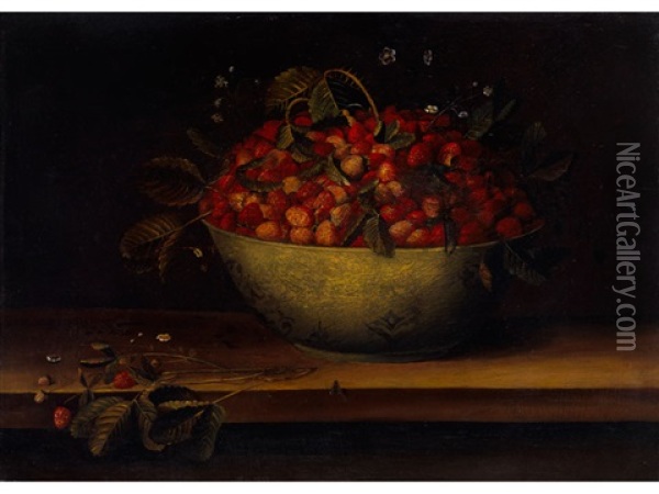 Stillleben Mit Schale Und Erdbeeren Oil Painting - Pieter Binoit
