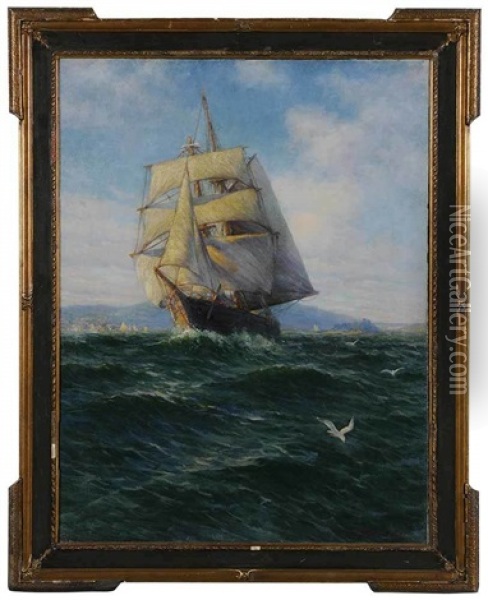 Schooner In Full Sail Oil Painting - James Gale Tyler