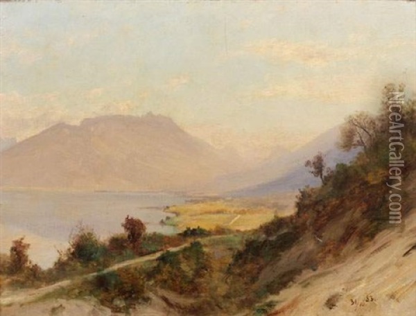 Vue Du Lac D'annecy Oil Painting - Gabriel Loppe