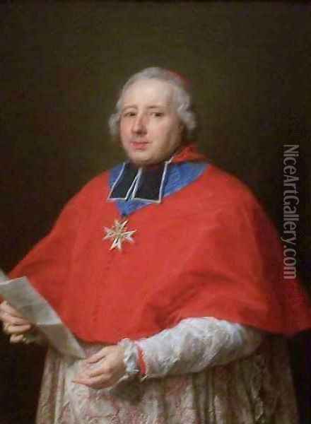 Portrait of Cardinal Etienne Rene Potiers de Gesvres Oil Painting - Pompeo Gerolamo Batoni