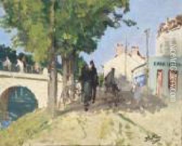 Le Pont De Saint Mammes Oil Painting - Pierre Eugene Montezin